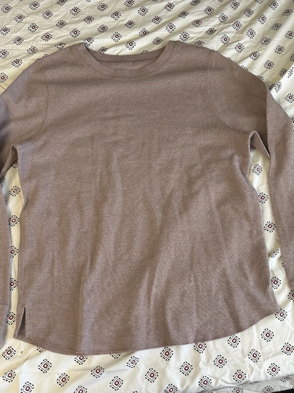 Warm Essentials Light Pink Long Sleeve large round neck waffled fall winter